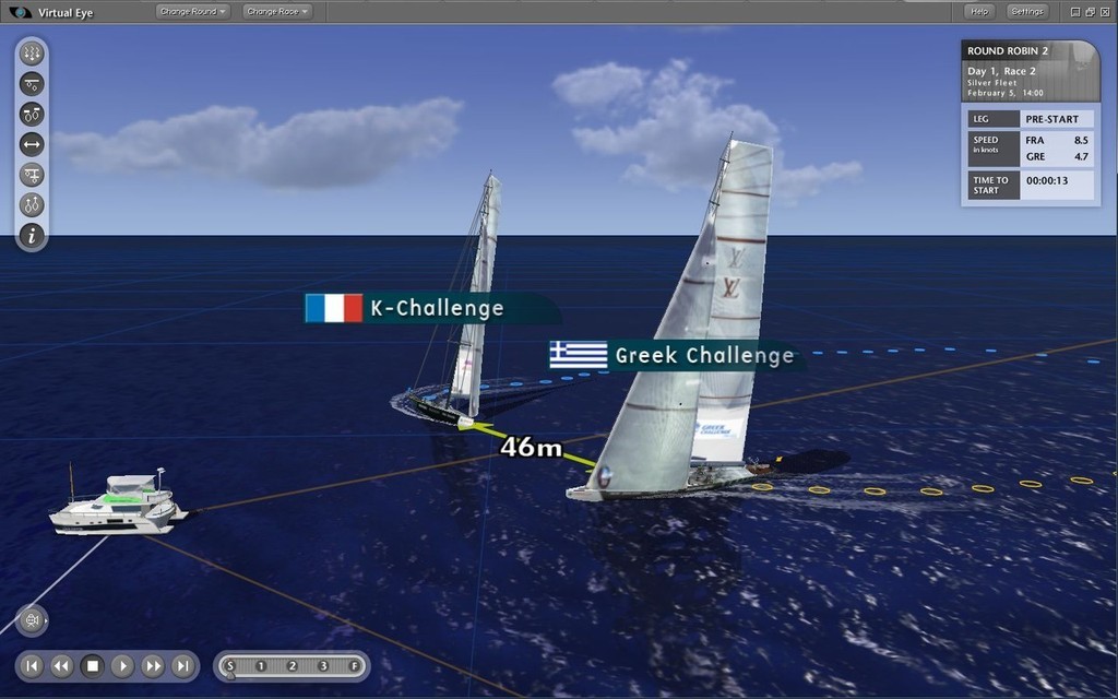 LVPS-Day6-Greek Challenge has to dive deep to get into the start box, against K-Challenge &copy; ARL Media http://www.arl.co.nz/